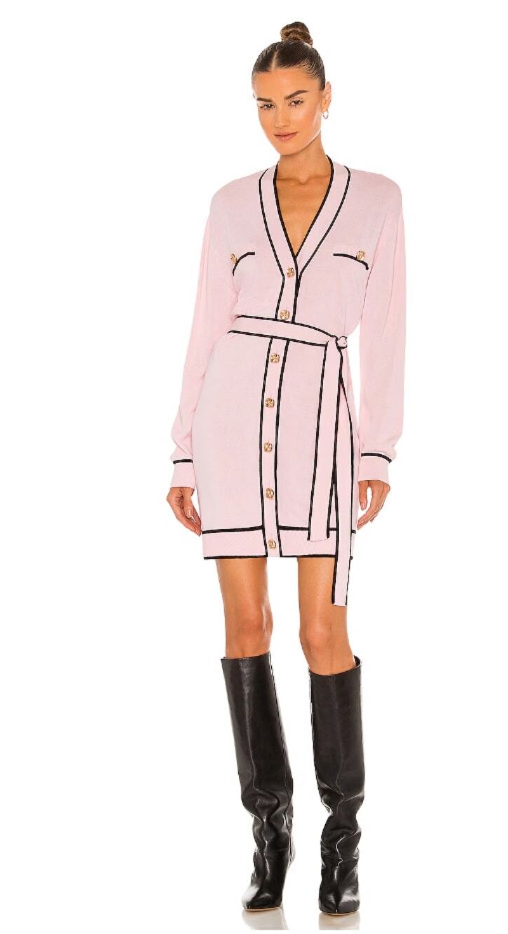 Lovers + Friends Natalie Belted Dress in Pink & Black Size Small
